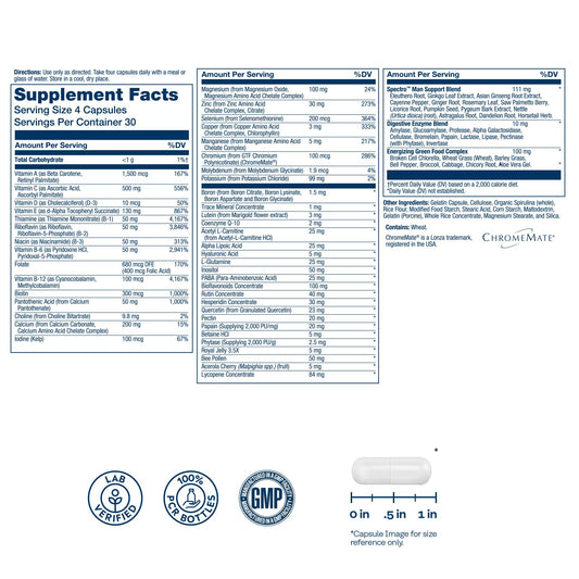 SOLARAY Spectro bottle back label with 60-day guarantee and quality testing.