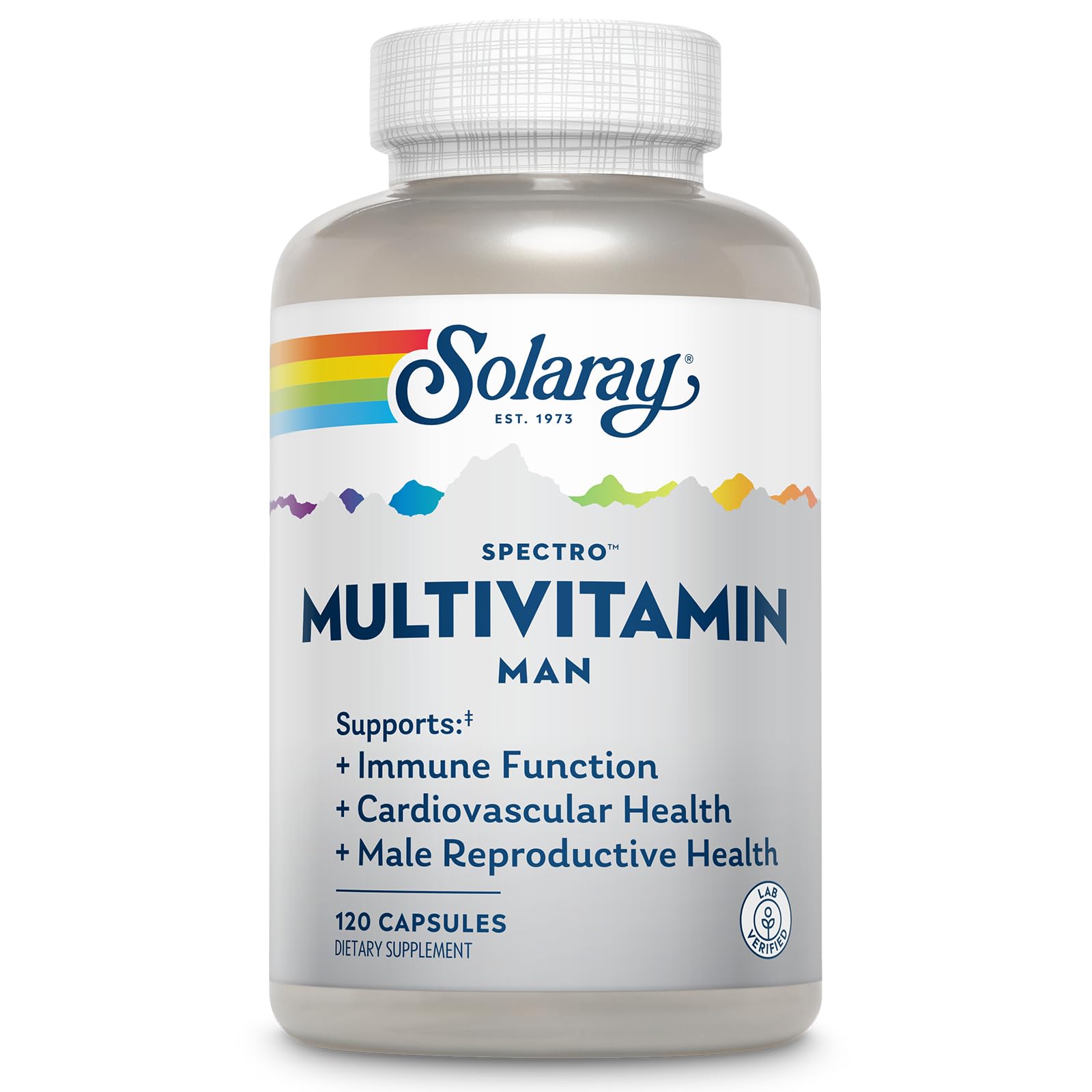 SOLARAY Spectro multivitamin bottle front displaying energy-supporting daily nutrition.