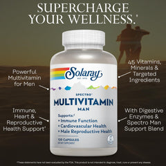 SOLARAY Spectro ingredients chart highlights vitamins, minerals, and enzymes.
