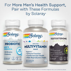 SOLARAY Spectro men's health blend image highlights saw palmetto and pumpkin.