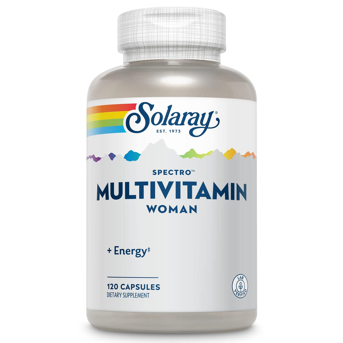 Solaray Spectro Woman bottle shows a complete daily multivitamin blend for everyday vitality