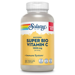 SOLARAY Super Bio Buffered Vitamin C 1000mg bottle front for quick immune support.