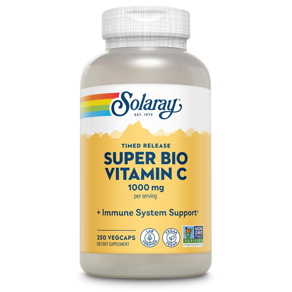 Solaray Super Bio Vitamin C bottle with capsules for daily immune support