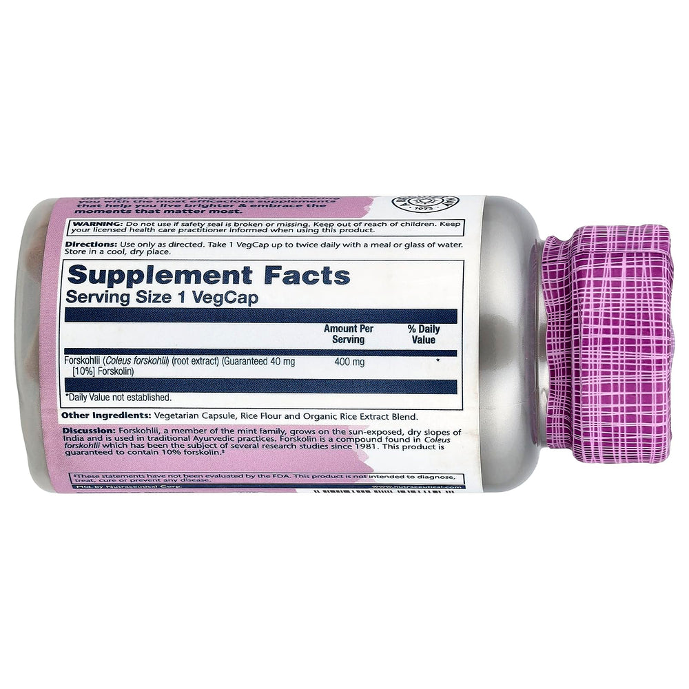 SOLARAY Super Forskohlii extract bottle highlighting 400 mg vegetarian capsules