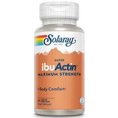 SOLARAY Super IbuActin bottle front with fast-acting capsules.