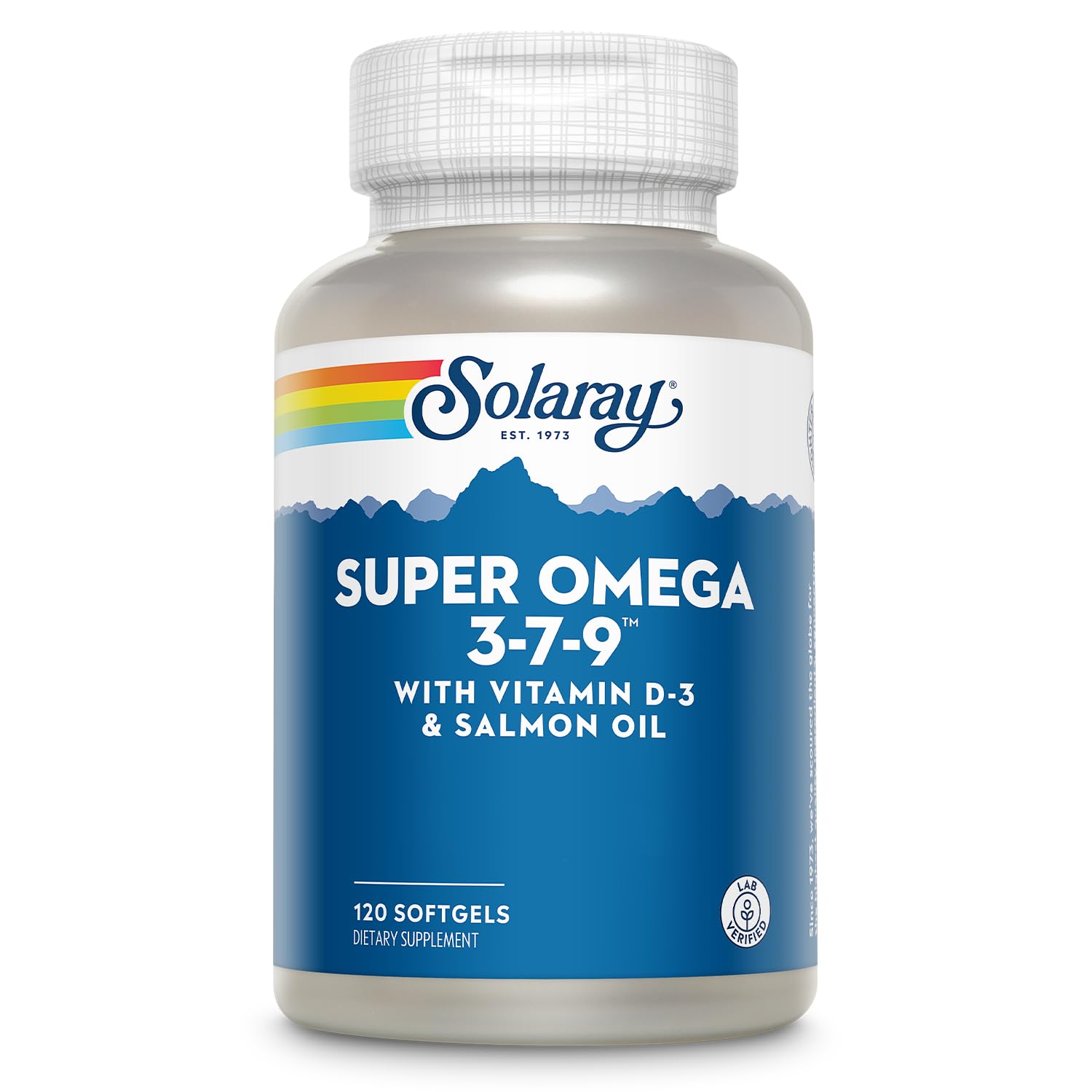 Solaray Super Omega 3-7-9 bottle front showing trusted quality and easy daily use