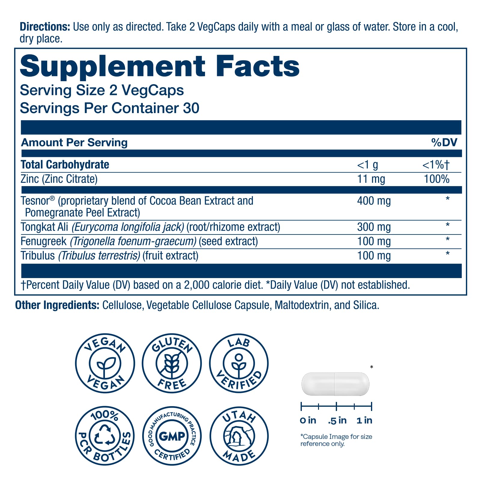 Close-up of SOLARAY Tesnor capsules highlighting testosterone balance potential.