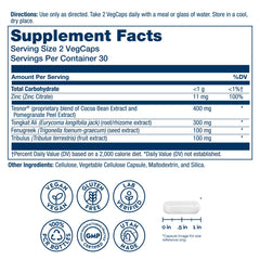 Close-up of SOLARAY Tesnor capsules highlighting testosterone balance potential.