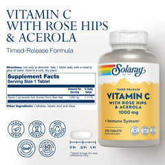 SOLARAY two-stage timed-release capsules provide sustained vitamin C delivery