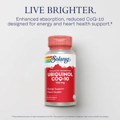 SOLARAY Ubiquinol CoQ-10 concept image highlights enhanced absorption potential.