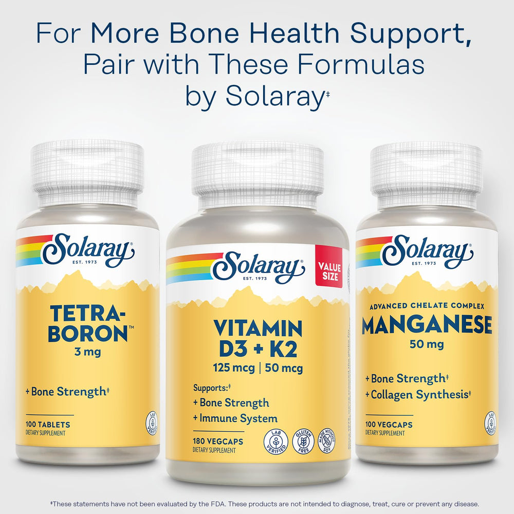 SOLARAY Vitamin D3 K2 bottle on counter ready for daily use for bone and immune wellness