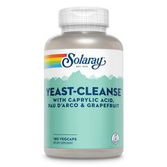 Solaray Yeast-Cleanse bottle front showing a reliable digestive balance option
