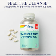 SOLARAY Yeast Cleanse caprylic acid ingredient close-up highlights natural cleansing support.