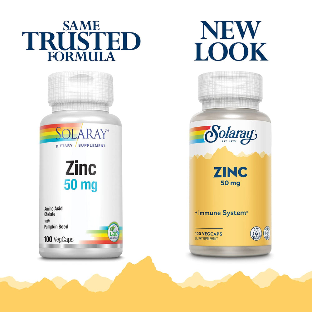 Solaray Zinc 50 mg Veg Caps capsule closeup highlighting easy-to-swallow form