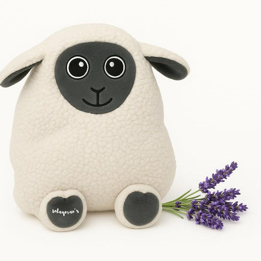 Solayman's Cozy Sheep heating pad on lower belly delivers soothing cramps warmth.
