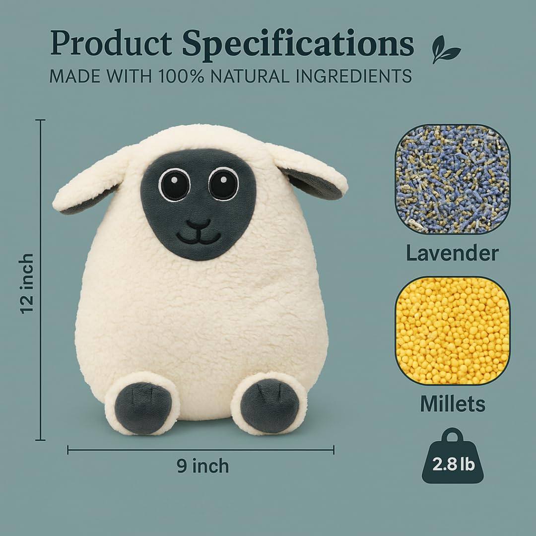 Solayman's Cozy Sheep millet-filled core retains heat for longer warmth.