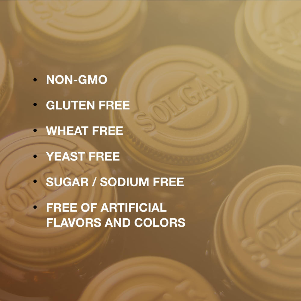 Solgar B-Complex 50 nutrition panel close-up showing vitamin blend.