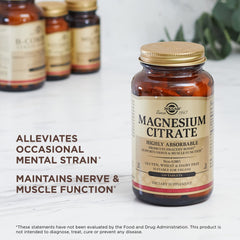 Solgar Magnesium Citrate bottle on kitchen counter ready for daily use