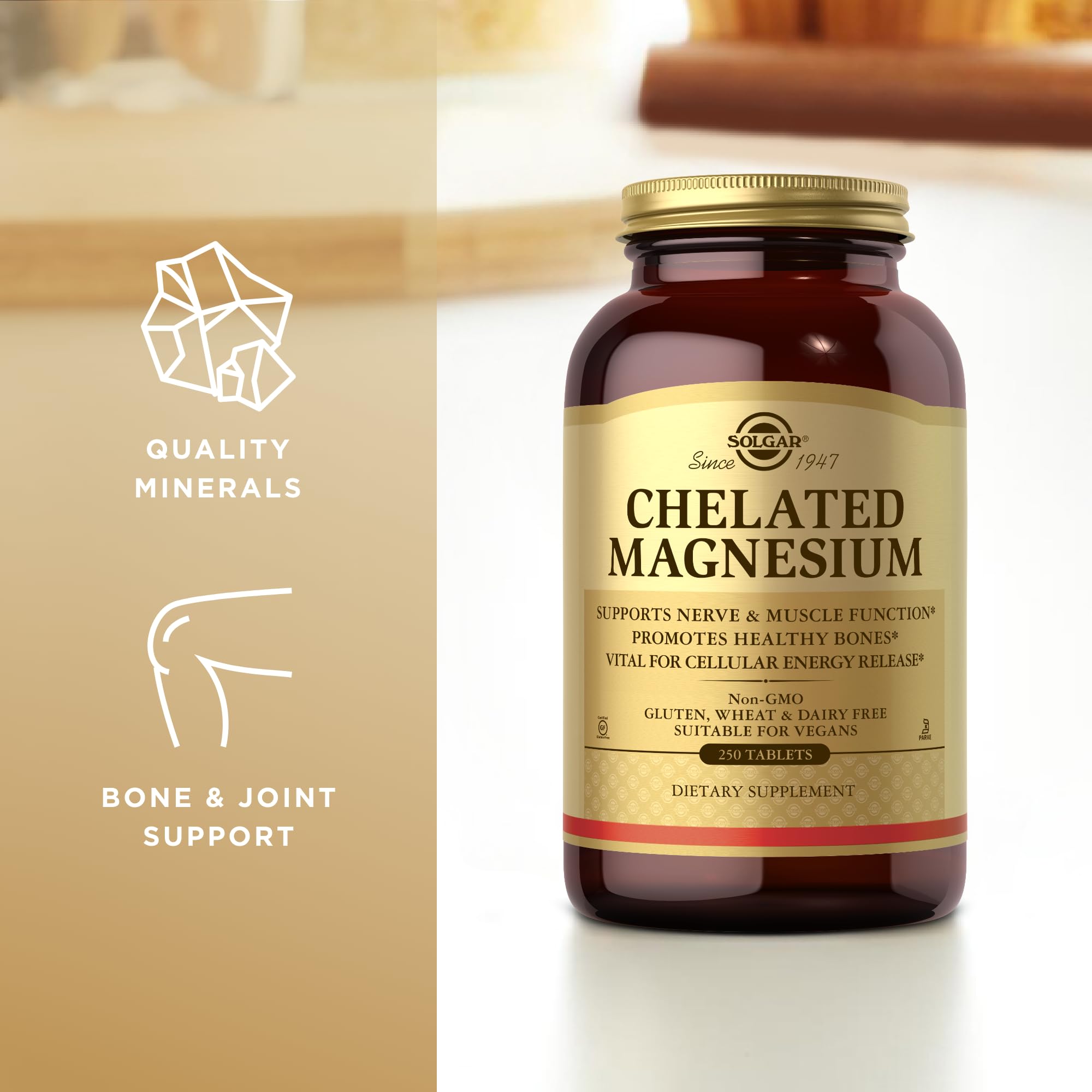 Solgar Chelated Magnesium two-bottle pack; generous supply for ongoing use