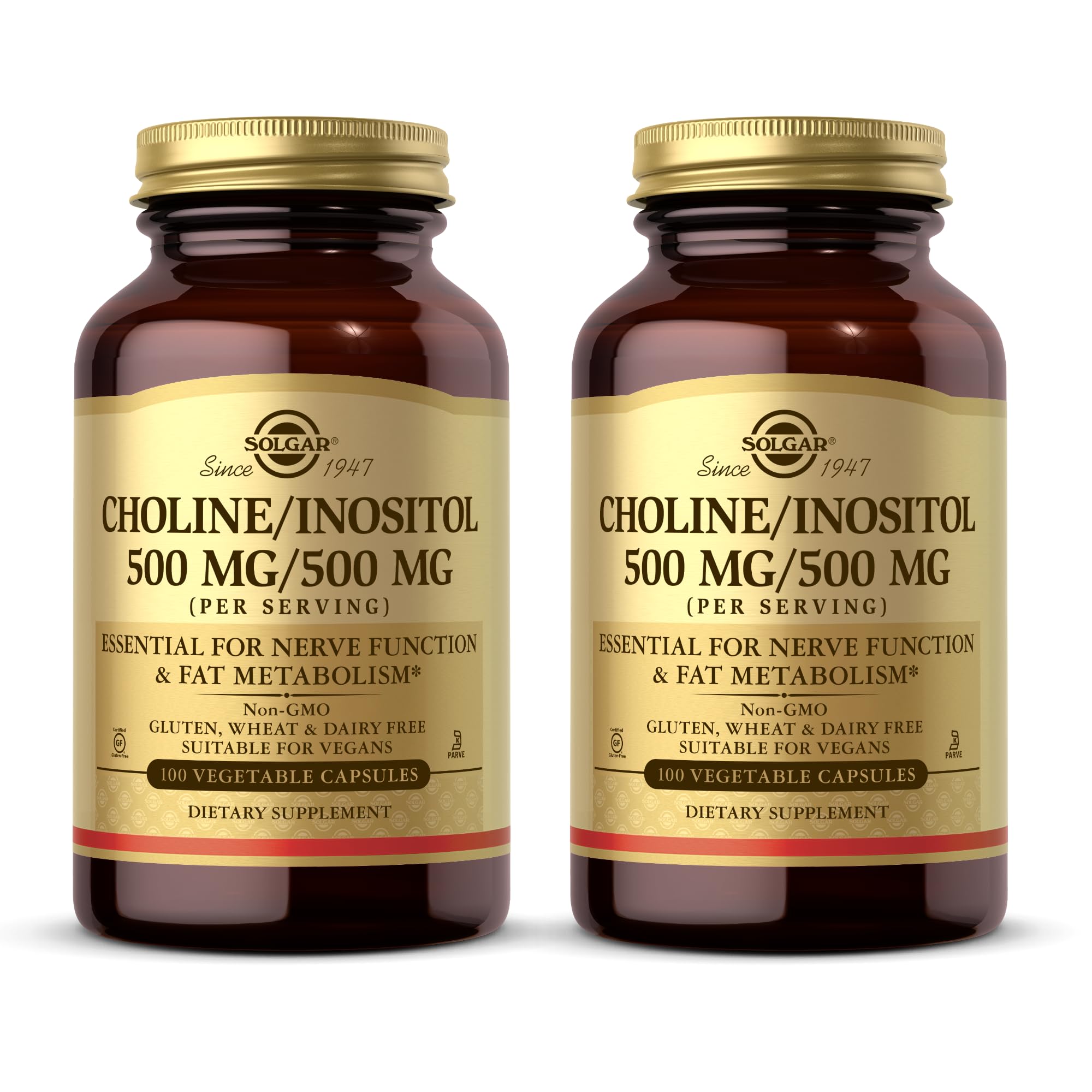 Solgar Choline/Inositol bottle cap close-up for daily dosing.