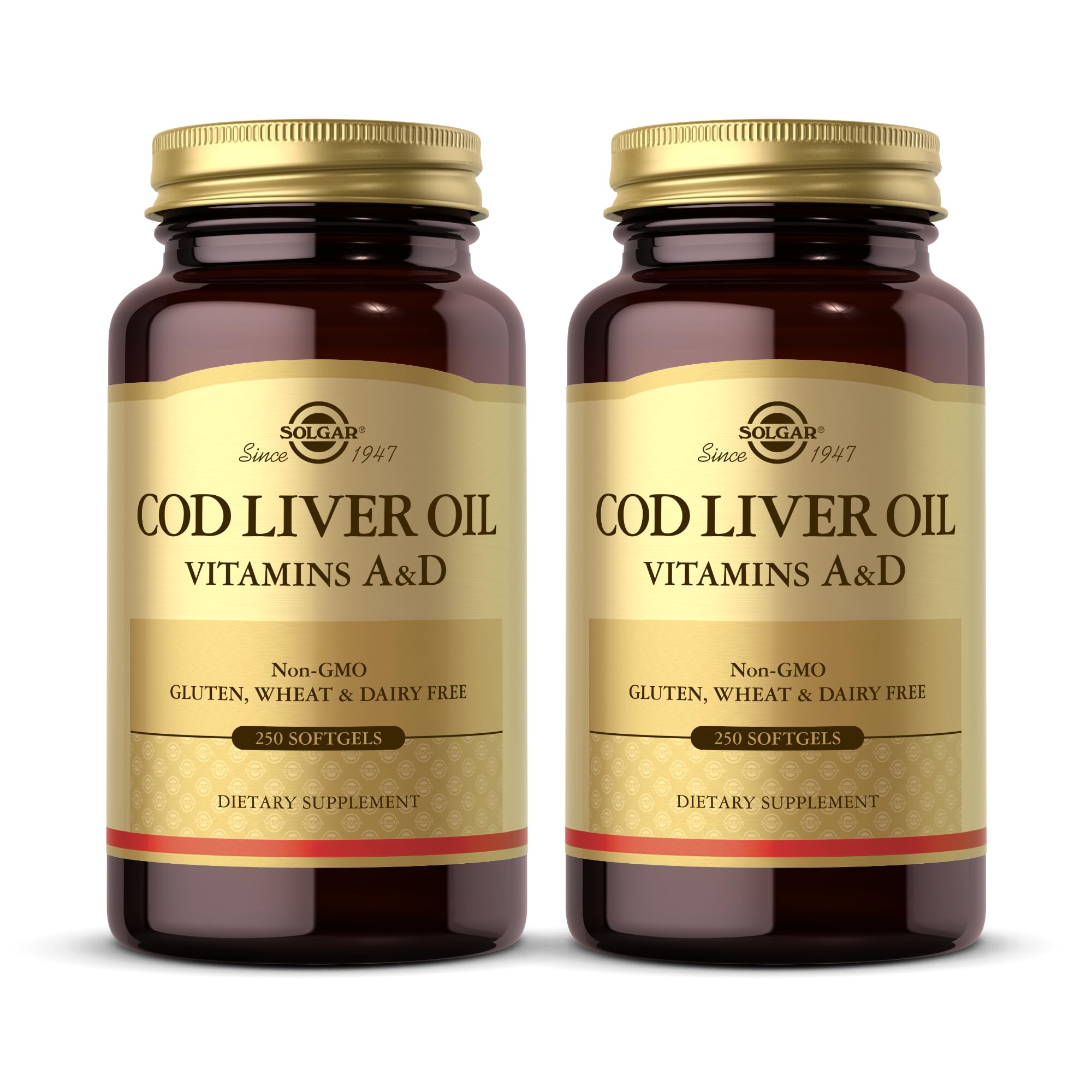 Solgar Cod Liver Oil bottle shows convenient daily supplementation with vitamins A and D