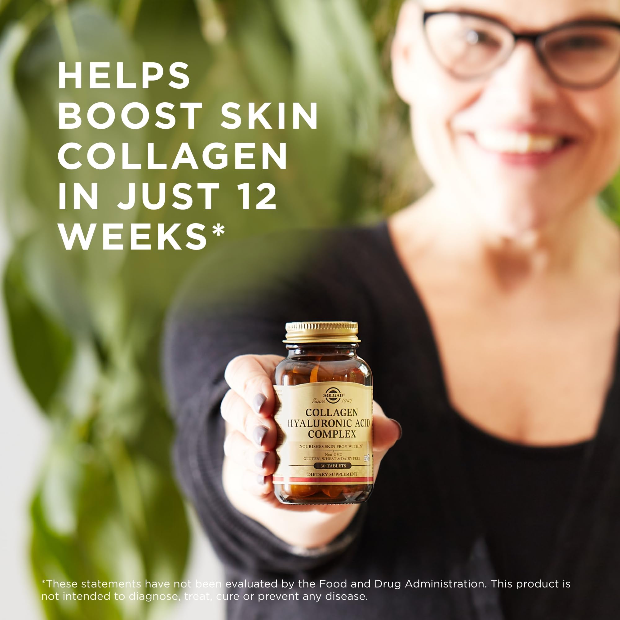 Solgar supplement facts panel with vitamin C emphasis on collagen formation