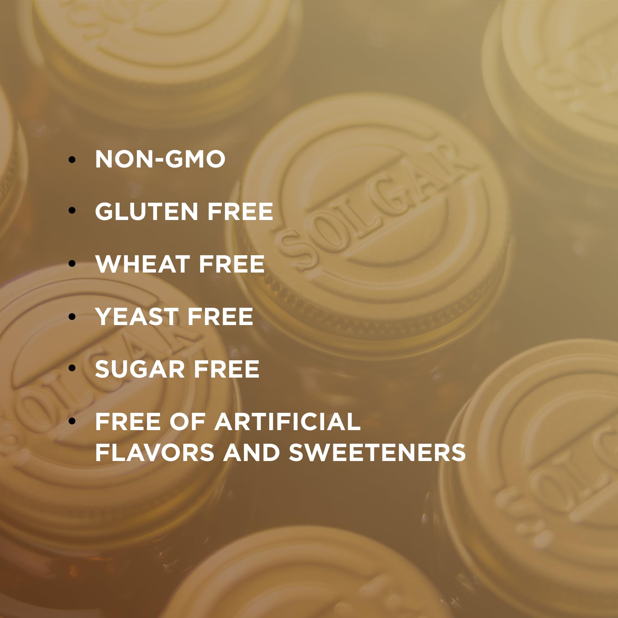 Solgar tablets in hand illustrating convenient 60 servings per pack