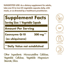 Solgar CoQ-10 capsules close-up in a veggie capsule shell.