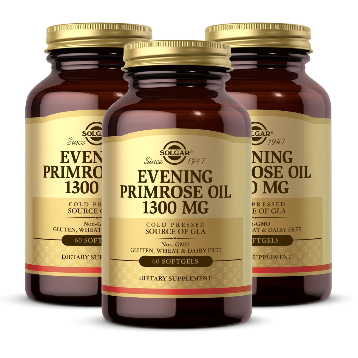 Solgar Evening Primrose Oil bottle focus for healthy skin support.