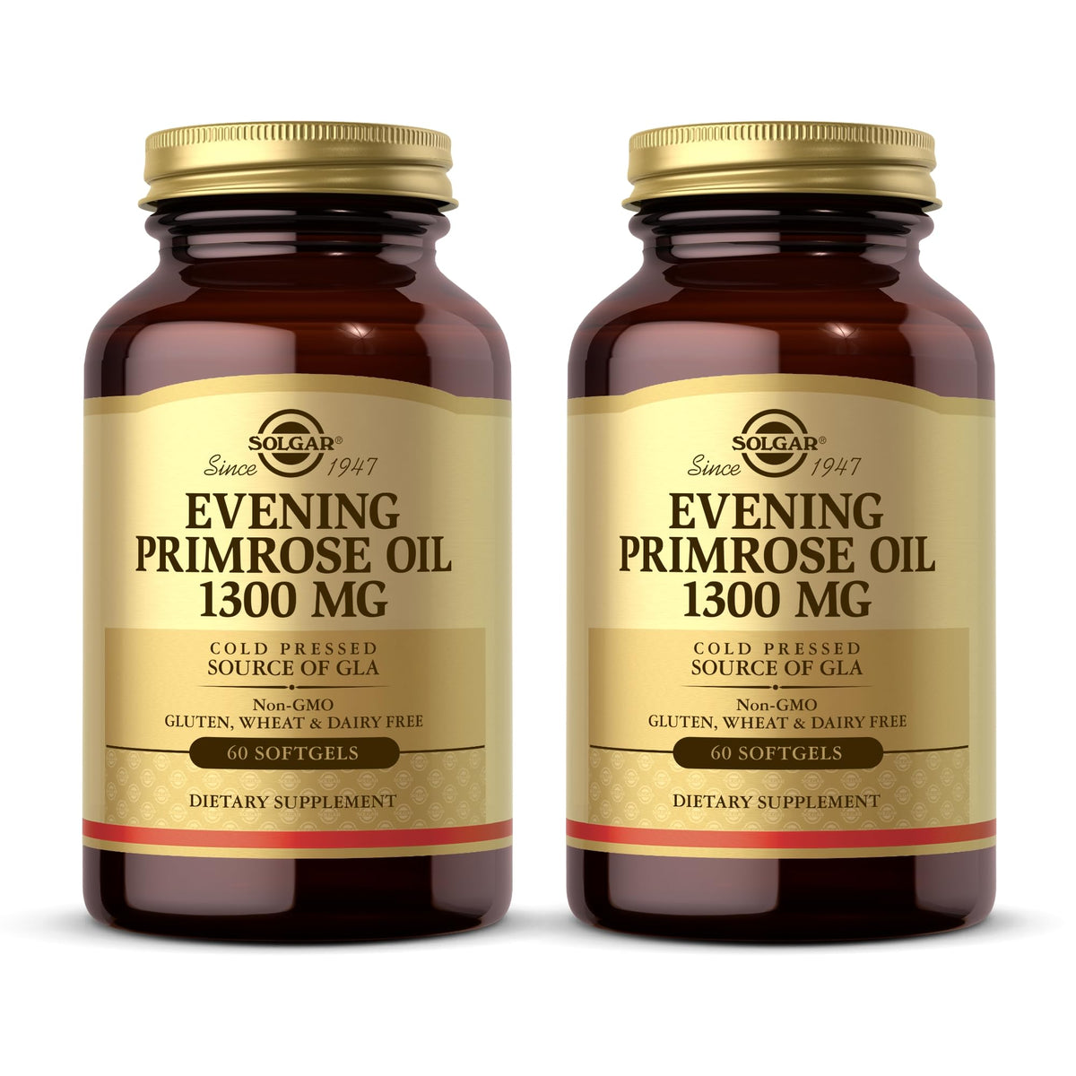 Solgar Evening Primrose Oil 1300 mg bottle front view supports healthy skin routine