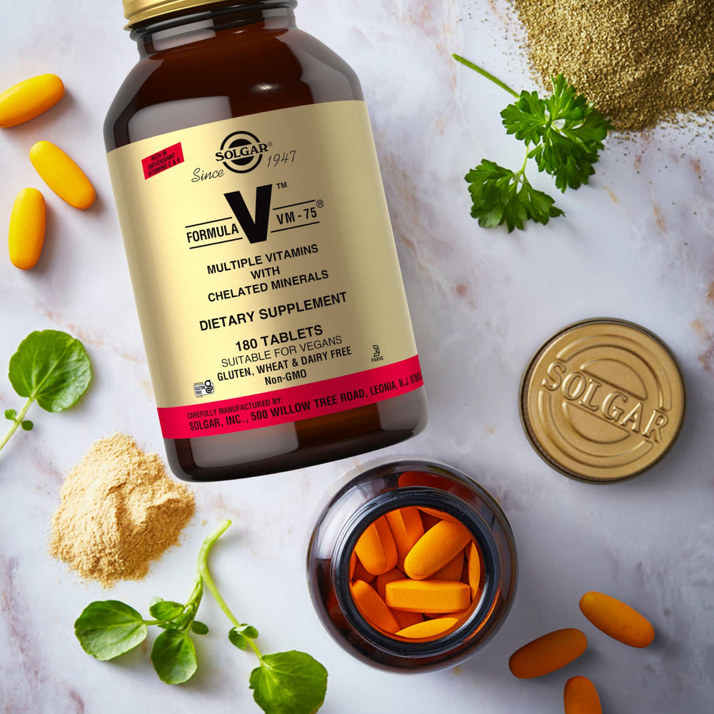 Vegan and kosher certifications visible on VM-75 label
