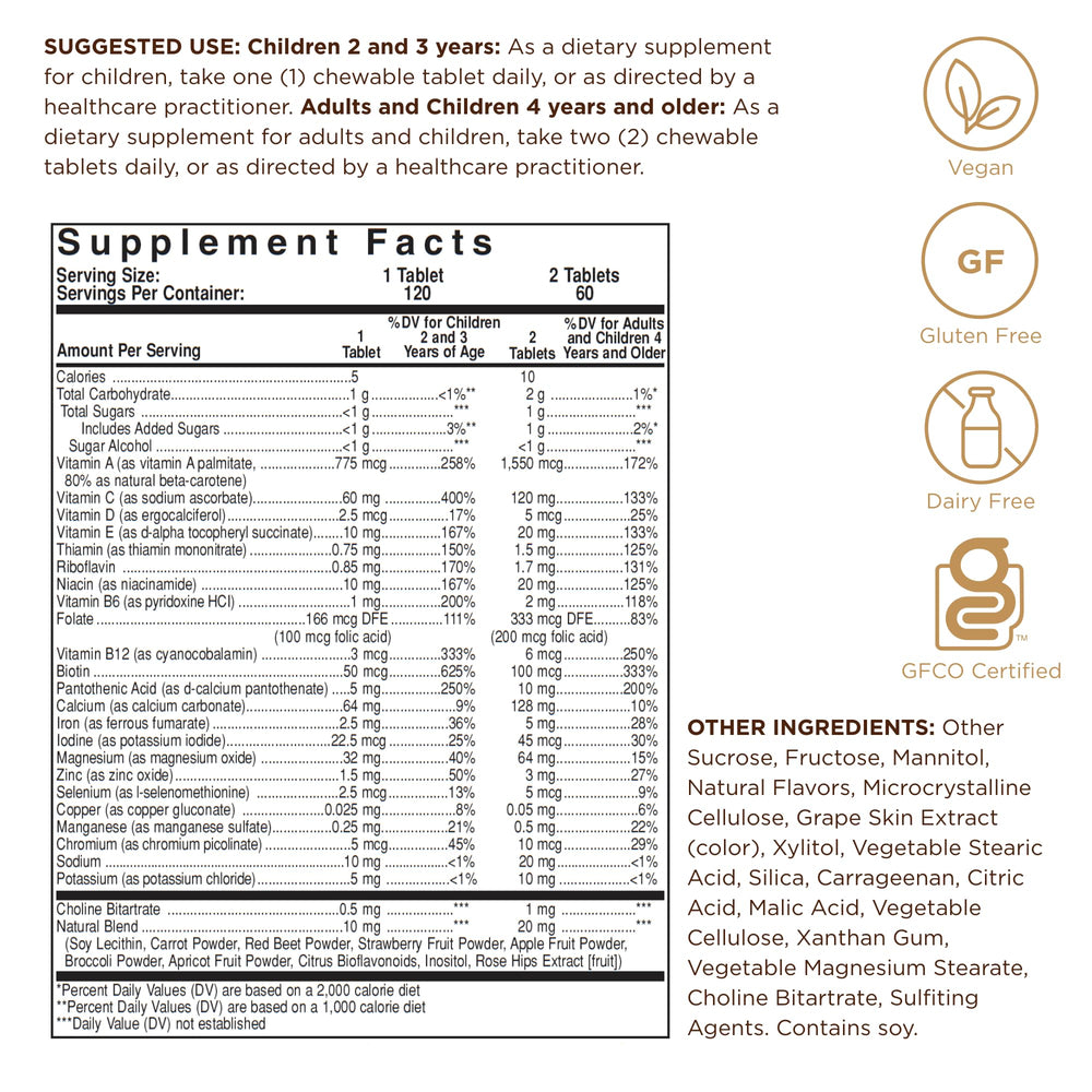Solgar Kangavites Bouncin’ Berry chewable tablets close-up for kids.