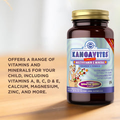 Solgar Kangavites vegan gluten-free multivitamin packaging for children.