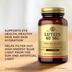 Solgar Lutein 40 mg softgels on display with vitamins