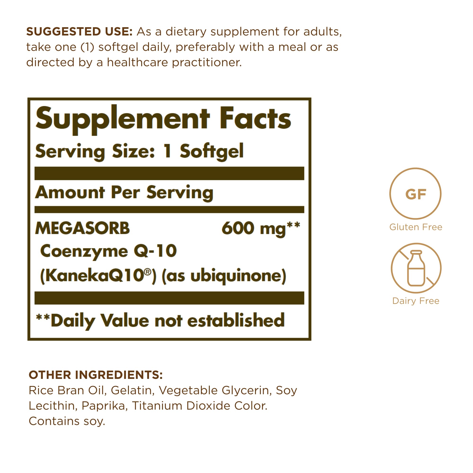 Solgar Megasorb CoQ-10 softgels close-up highlighting oil-based formula for absorption