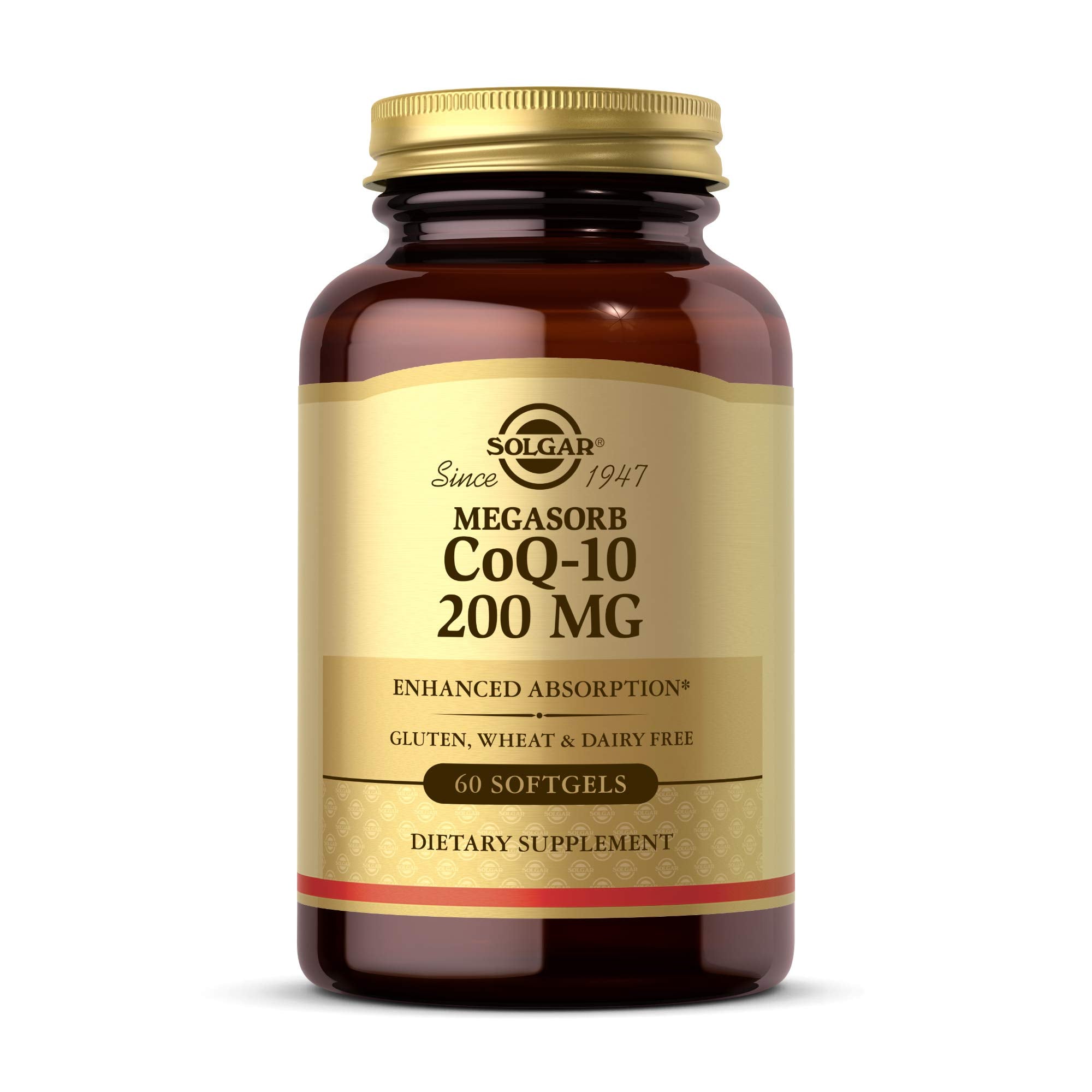 Solgar Megasorb CoQ-10 200 mg bottle with softgels for heart and brain support
