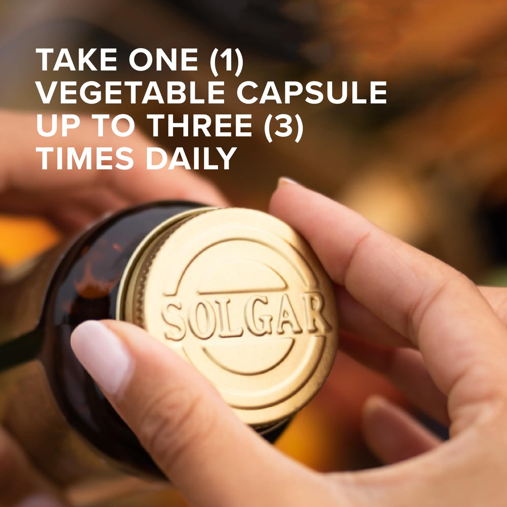 Solgar Milk Thistle bottle being poured for a simple daily routine.