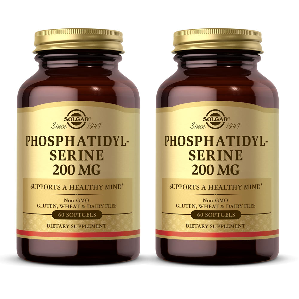 Solgar Phosphatidylserine 200 mg softgels bottle front view highlights premium brain health support