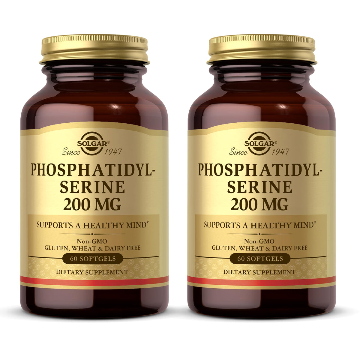 Solgar Phosphatidylserine 200 mg softgels bottle front view highlights premium brain health support