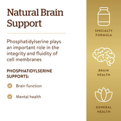 Solgar Phosphatidylserine capsules image emphasizes easy daily swallow.