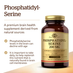 Solgar Phosphatidylserine softgels ready for daily cognitive focus.