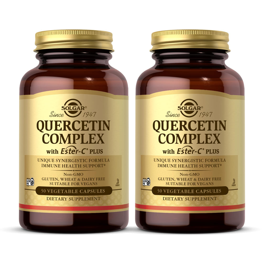 Solgar Quercetin Complex Ester-C Plus bottle closeup for immune support