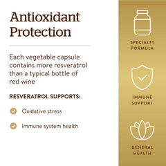 Solgar Resveratrol kosher and gluten-free certification icons on packaging.