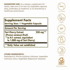 Solgar Tart Cherry capsules inside bottle for daily antioxidant intake
