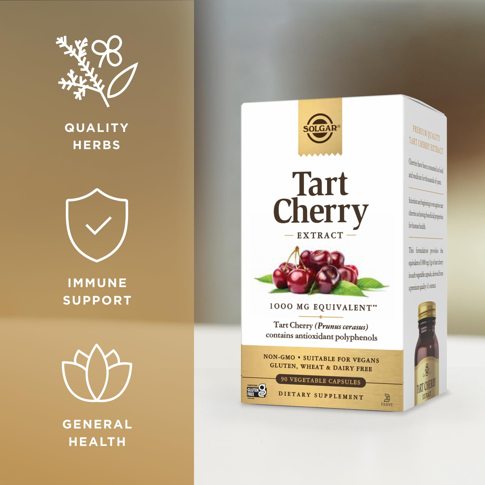 Solgar Tart Cherry vegan capsules ideal for plant-based regimens