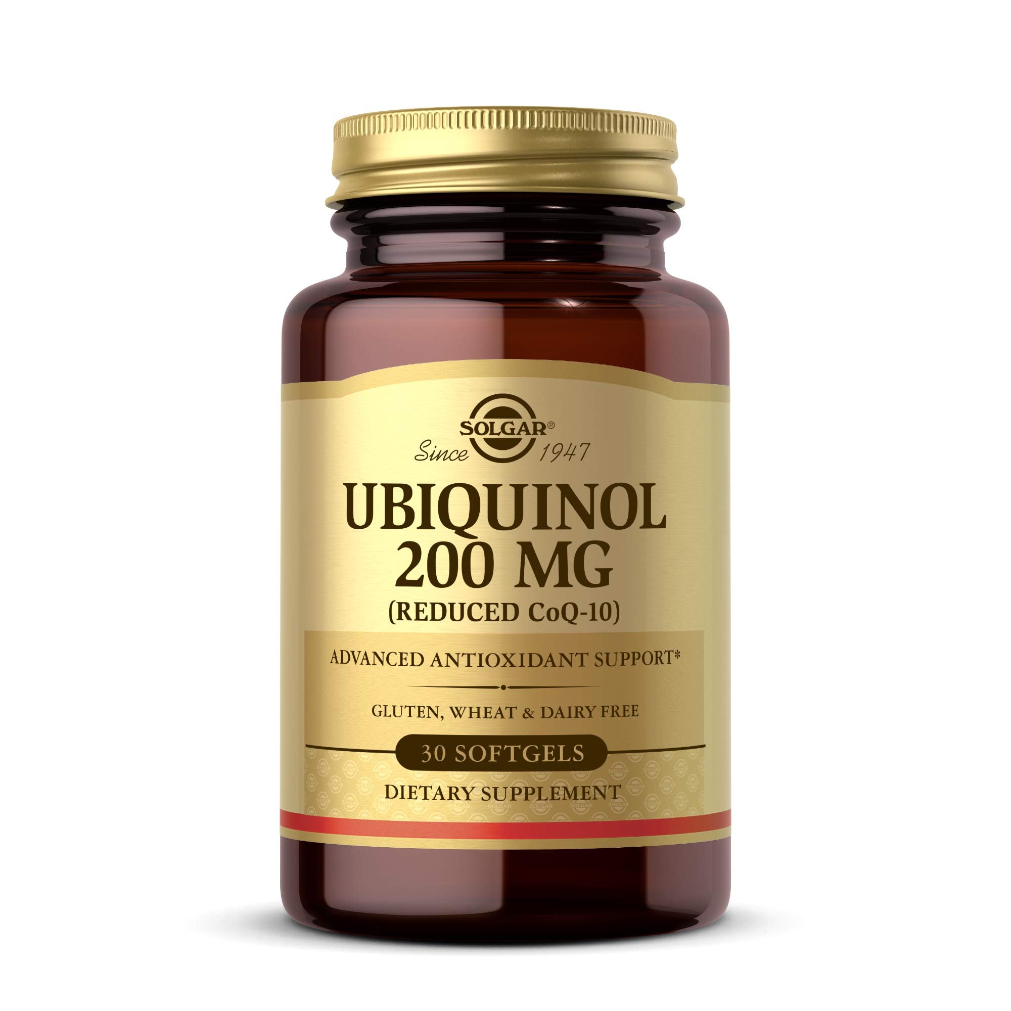 Solgar Ubiquinol 200 mg bottle front promotes easy daily wellness.