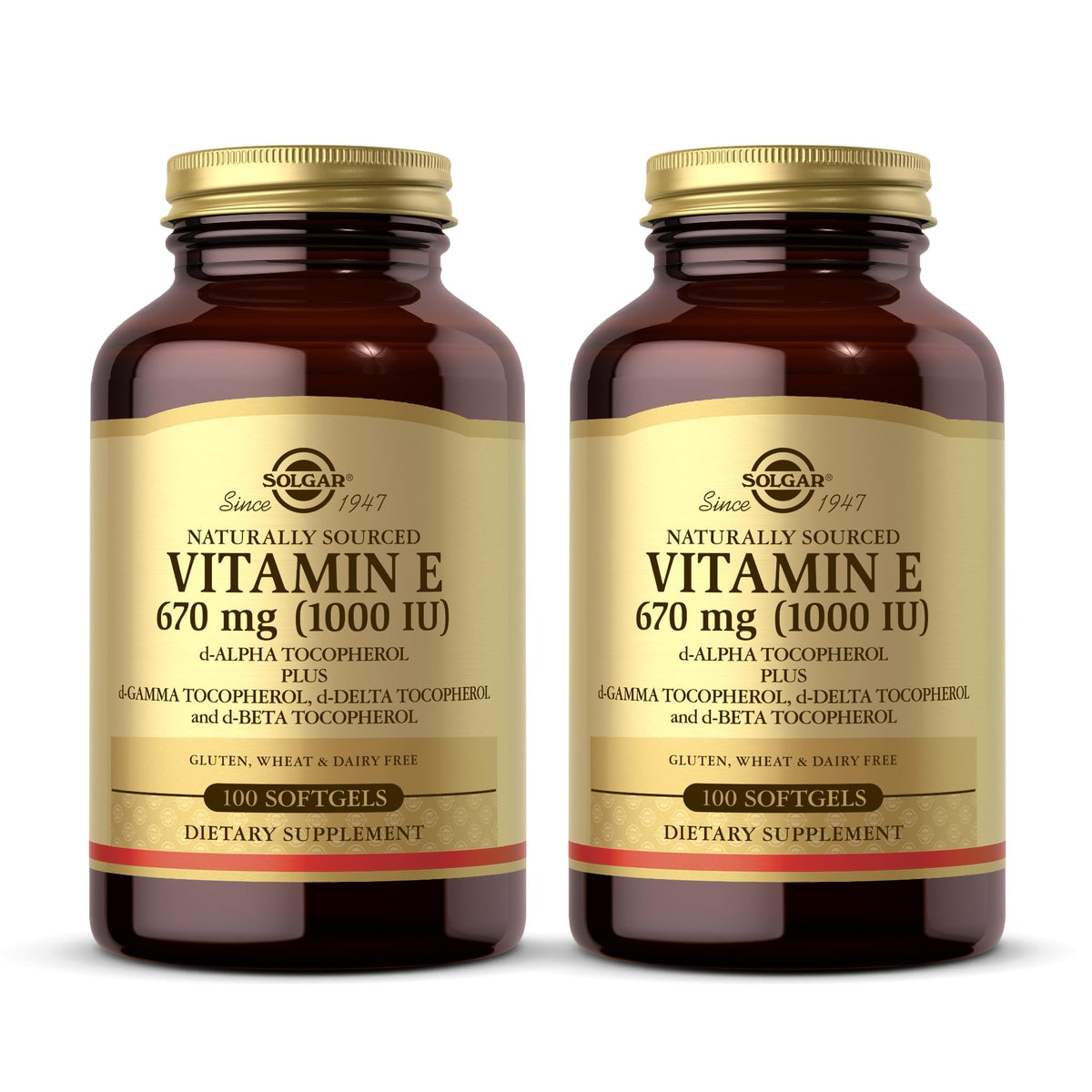Solgar Vitamin E 670 mg softgels bottle demonstrates convenient antioxidant support
