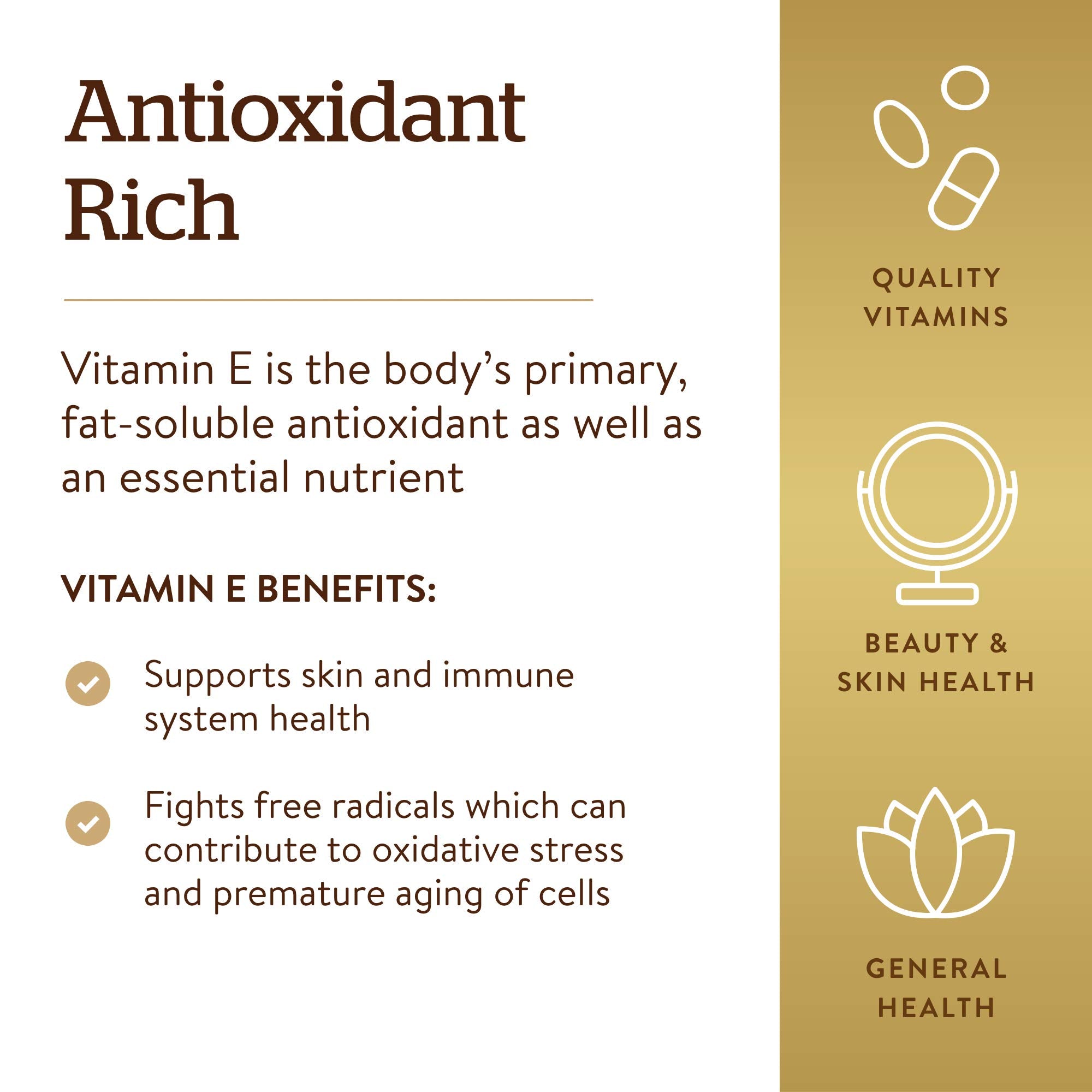 Solgar Vitamin E bottle label communicates vegetarian-friendly ingredients