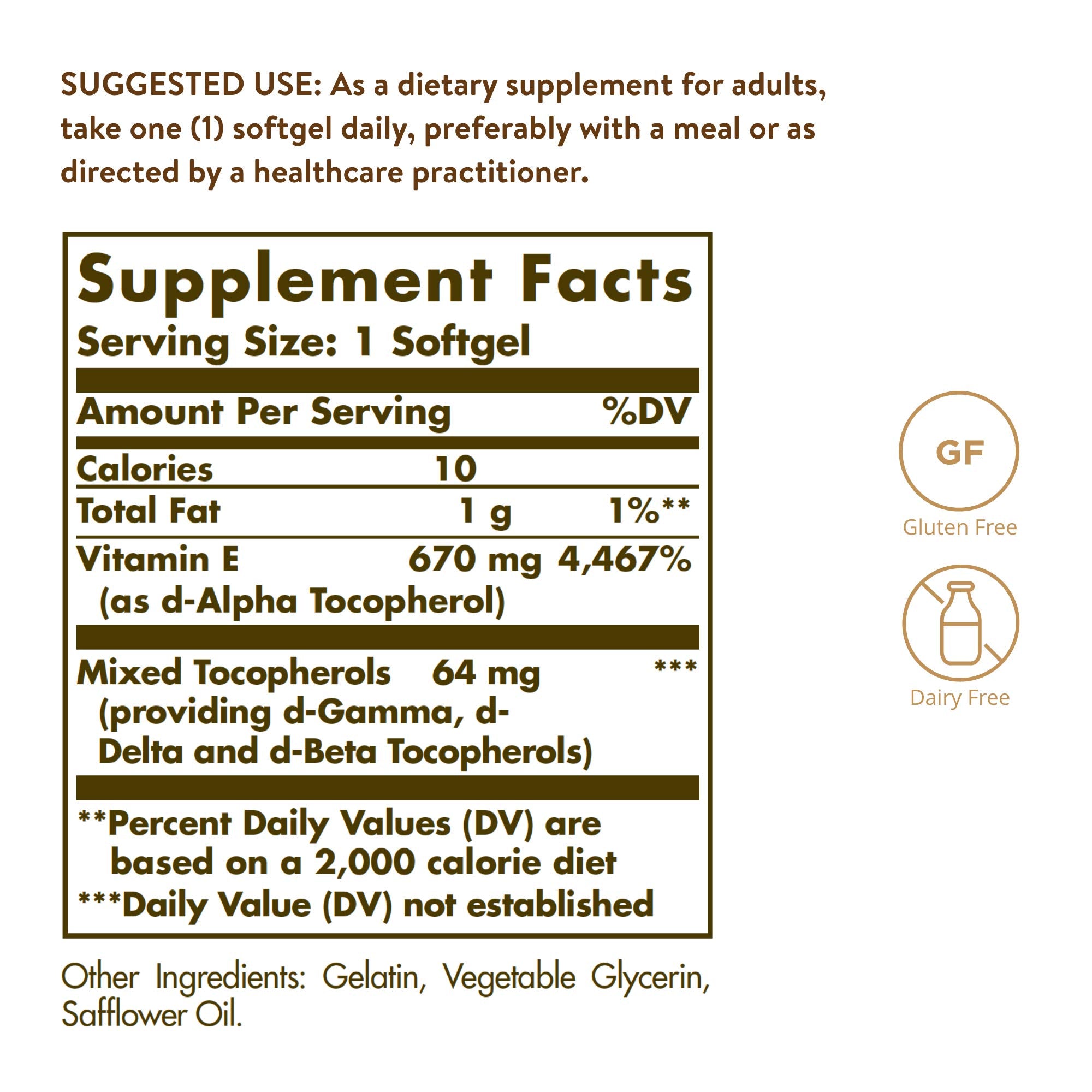 Solgar Vitamin E softgels close-up showing oil-based formula for absorption