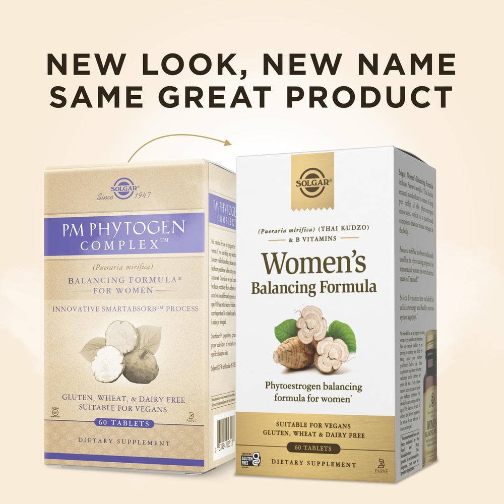Solgar Women’s Balancing Formula bottle back with ingredients and directions.